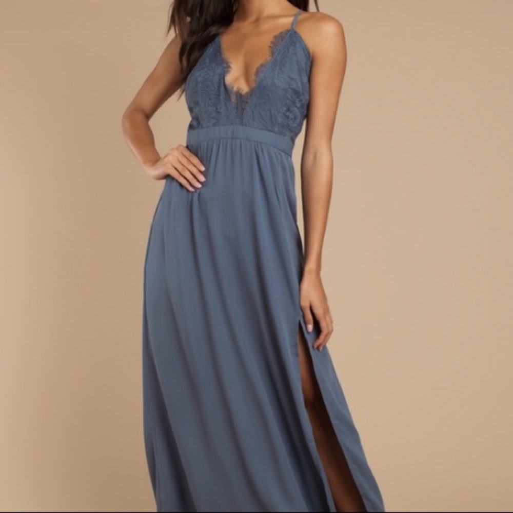 Blue Maxi Dress With Lace